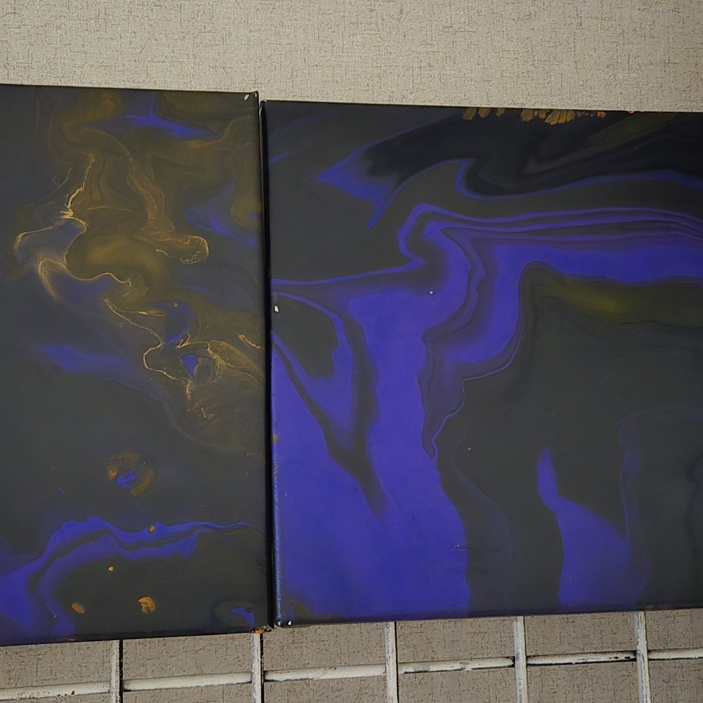 Blue and Gold Abstract Painting Art